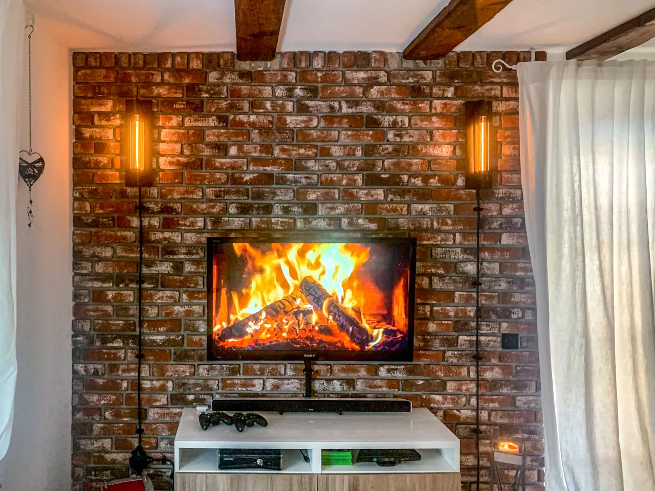 Fernsehwand Klinkerriemchen Eco Earth rot braun