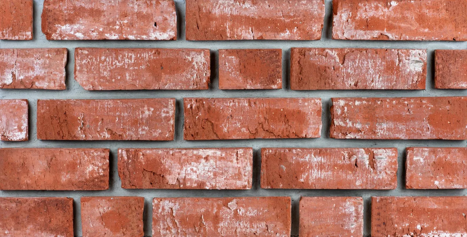 Klinkerriemchen Eco Fire rot weiss frontale Ansicht graue Fuge