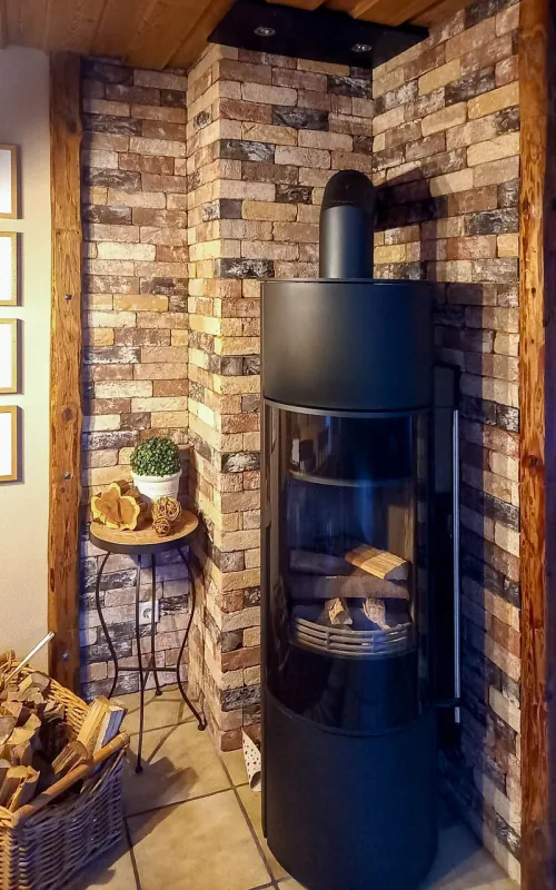 Backsteinriemchen Mediterran finca, Antik schwarz und Retro shadow - Kamin