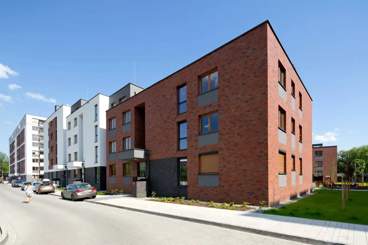 Straßenansicht der Sorte Titan Carbo als Hausfassade