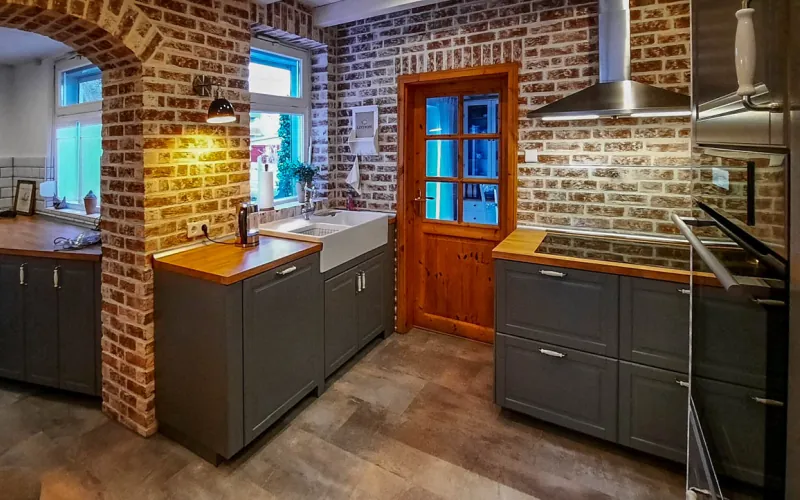 Backsteinriemchen Retro industrial - Küchenrückwand