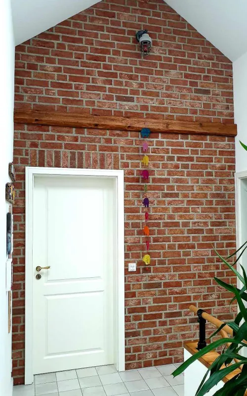 Klinkerriemchen Exquisit rot - Treppenhaus