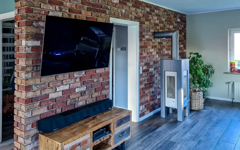 Klinkerriemchen Antik historisch - Wohnzimmer / TV-Wand