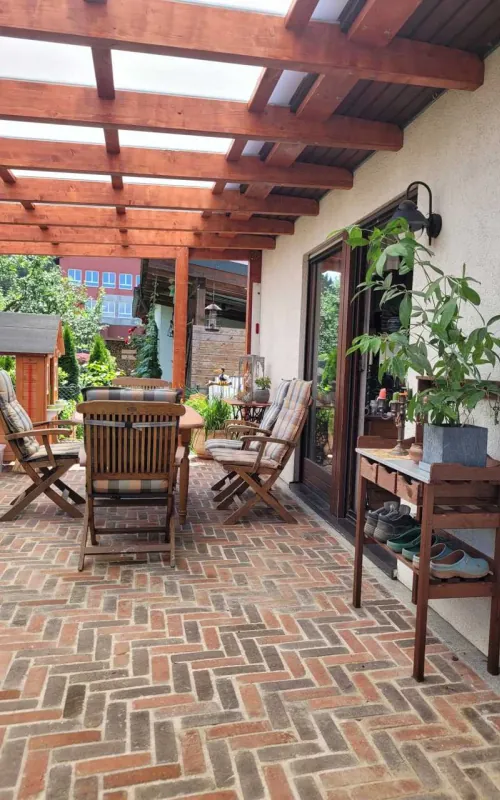 Klinkermittelstücke rot / braun - Terrasse
