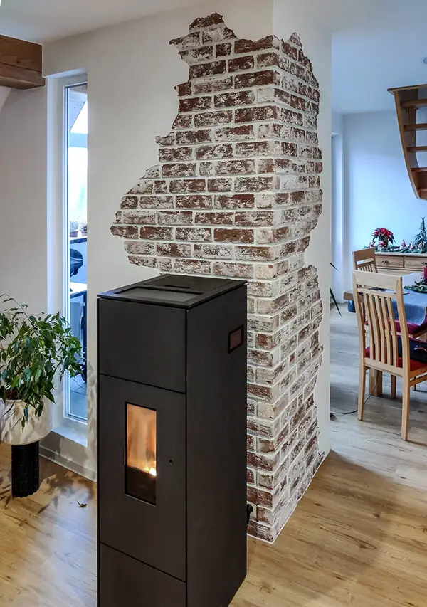 Backsteinriemchen retro industrial Kamin